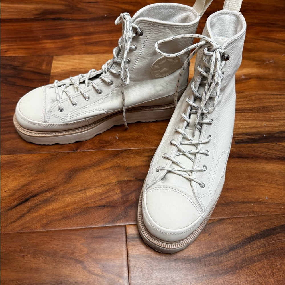 Converse High-Top White Leather Sneaker Boots